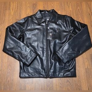 EA Collection Italy Style Black Faux Leather Jacket BNWT Men’s XXL Full Zip E19